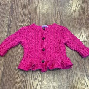 Ralph Lauren size 6 month button cable knit sweater with elbow patches.